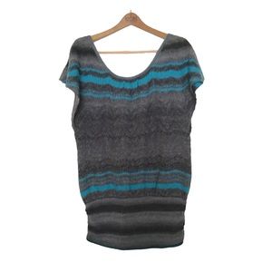 Free People Wool Blend Stripe V-Back Tunic Sweater Size M
